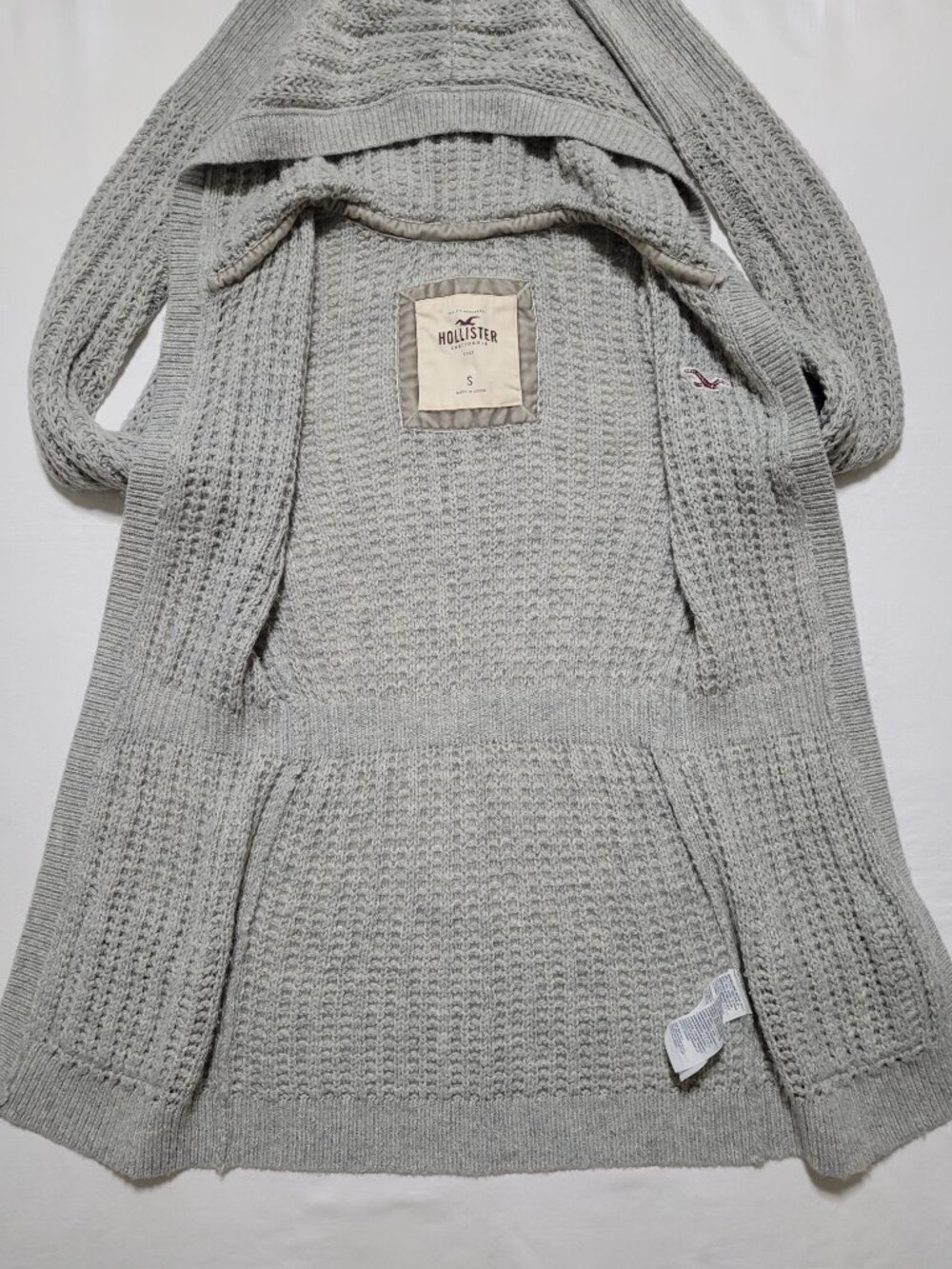 Hollister Vintage Y2K Wool Blend Babydoll Cardigan Hooded Sweater Top 2000s Sz S - Picture 7 of 10